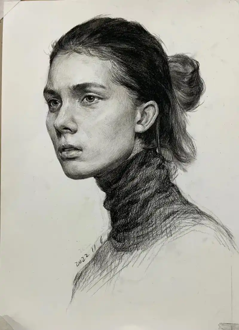 素描头像 #人物肖像 #美术生 #画画 #美术老师的日常 - 抖音