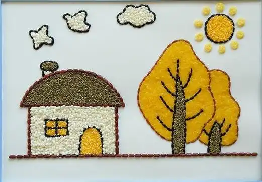用五谷豆子做一个创意拼贴画(五谷拼贴画节约粮食)
