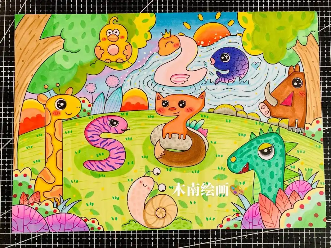 1～9数字创意画来啦.#数字创意画#数字画 小学生必备作业来 - 抖音