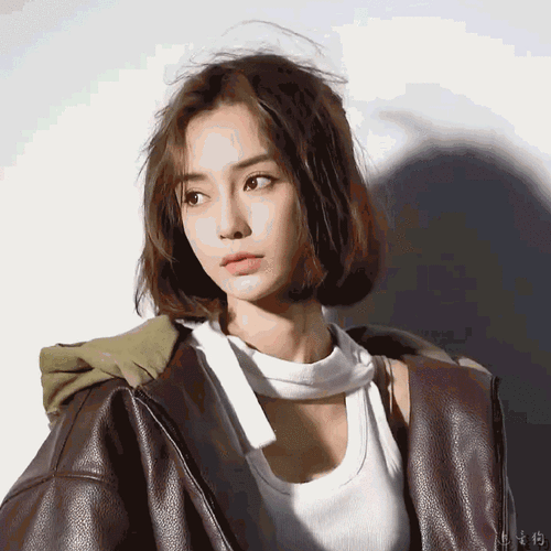 angelababy机车短发造型