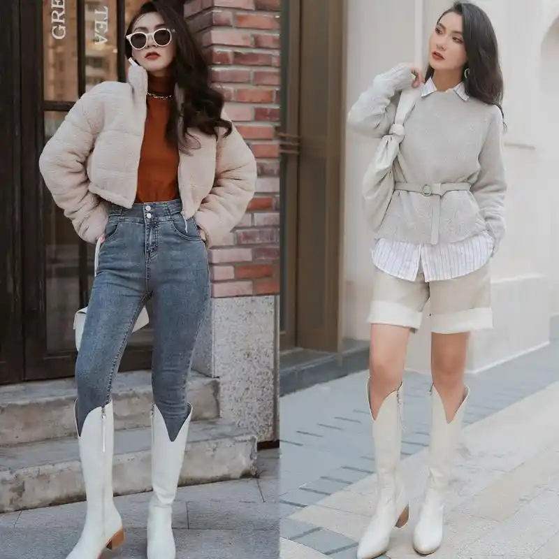 今春流行的"白色靴子",搭配这几种下装,温柔大气不说还很高级