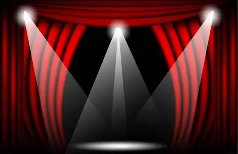 剧场背景向量插图, teathre 舞台与聚光灯照片