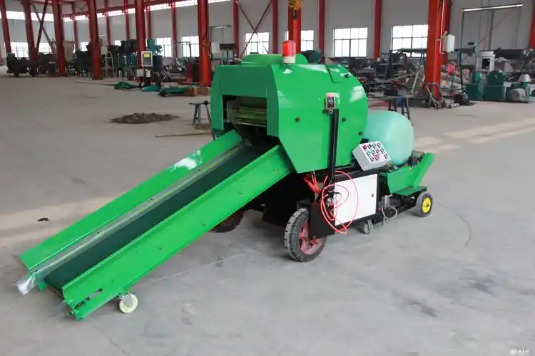 乐陵双鹤圆捆打捆包膜机 青贮牛羊饲料全自动打捆包膜一体机_压捆机