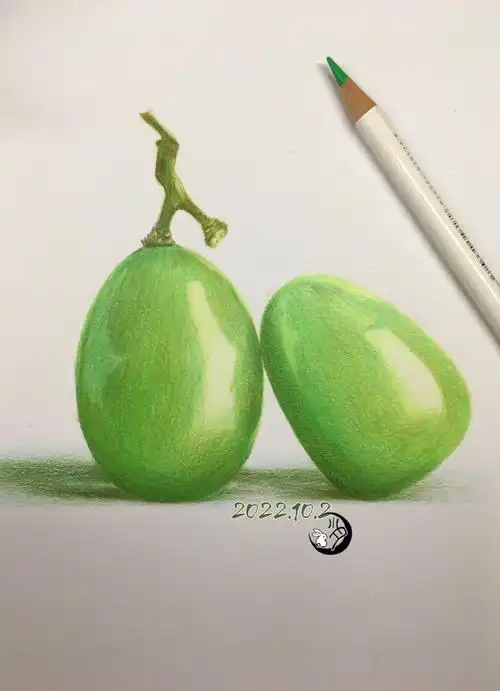 沐酱摄影记#彩铅葡萄  #彩铅水果静物