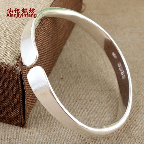 简约999足银手镯女友雪花银手镯手工银饰送妈妈纯银手镯白银手镯