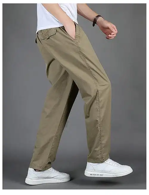 男士休闲裤加肥加大工装裤夏季新款薄款宽松特大码松紧腰围肥佬裤铁