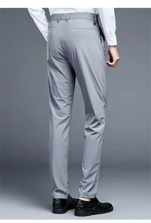 冰丝四面弹力速干商务休闲裤男士夏季轻薄西裤修身裤修身抗皱长裤子