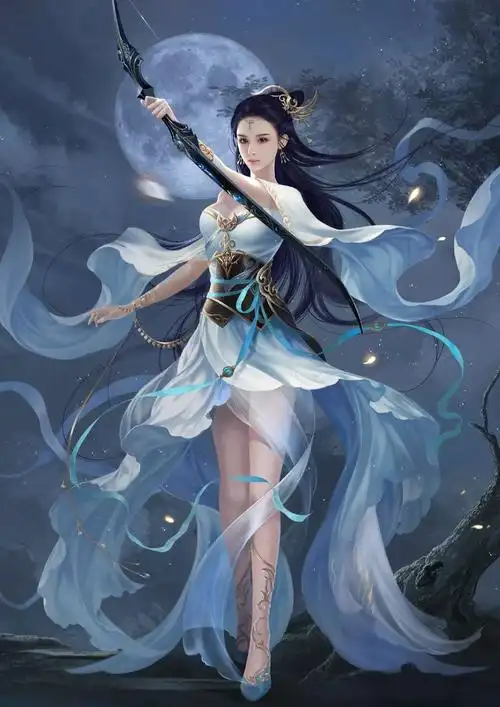 插画中国风古装3d古风美女弓箭手