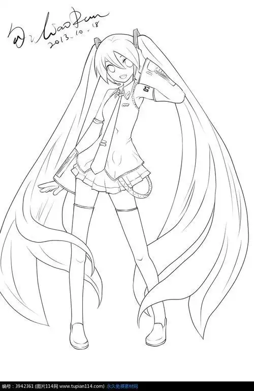 初音未来简笔画初音未来简笔画简单又漂亮