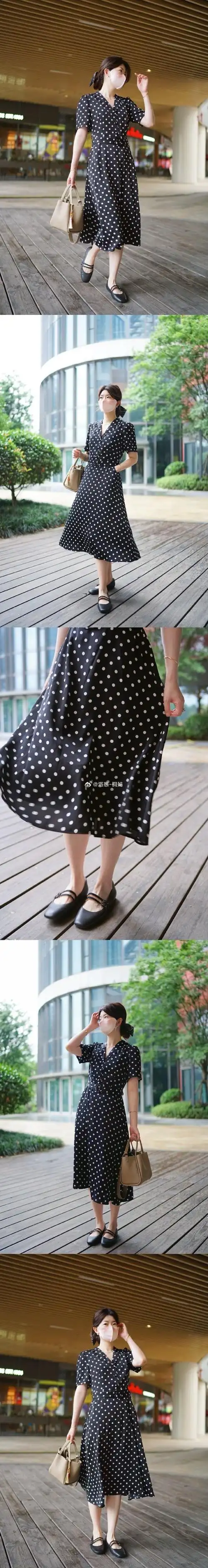 置顶❤️永不落伍的黑白波点连衣裙评里揪一位送,领有20个🧧