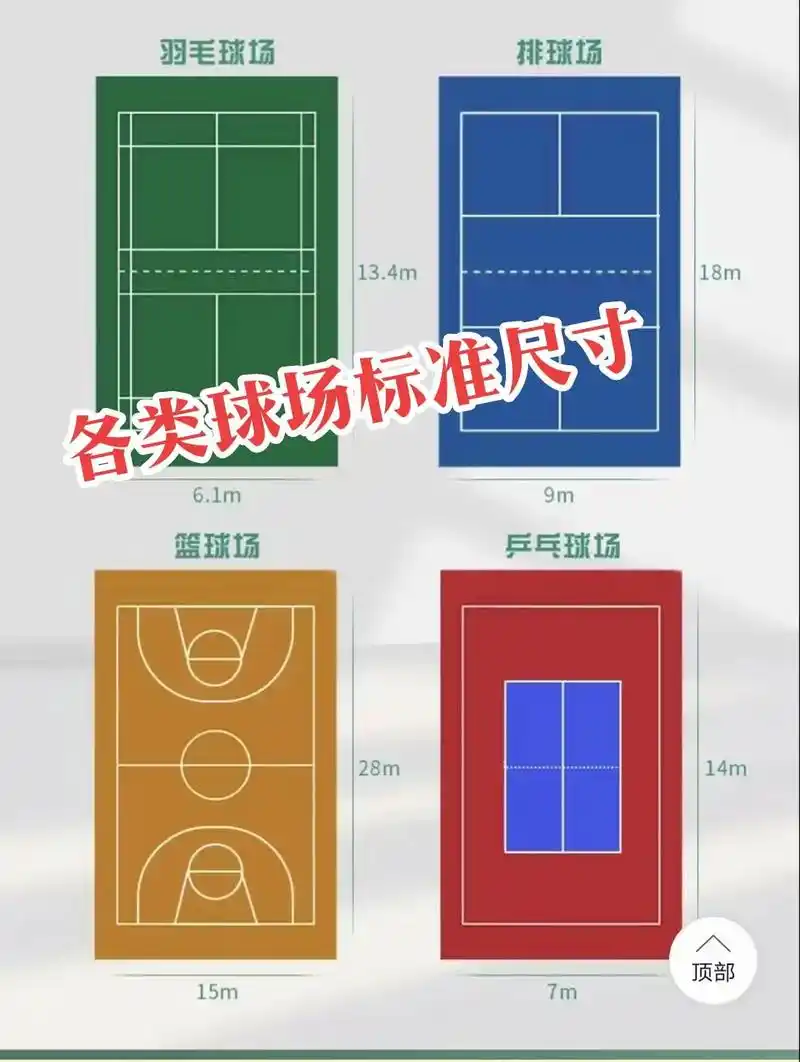 各类球场标准尺寸 篮球场 羽毛球场 乒乓球场 网球场 排球场 - 抖音