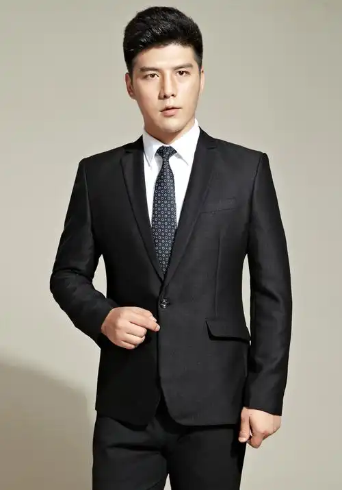 秋冬新款长袖单排一粒扣男士西装套装 韩版商务西装男套装 代理