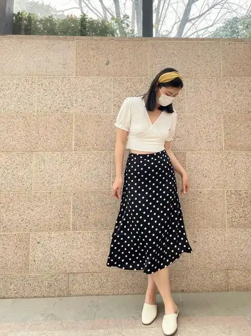 172130170高个子法式波点裙穿搭75