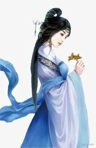 古风美女侧面png素材透明免抠图片卡通手绘