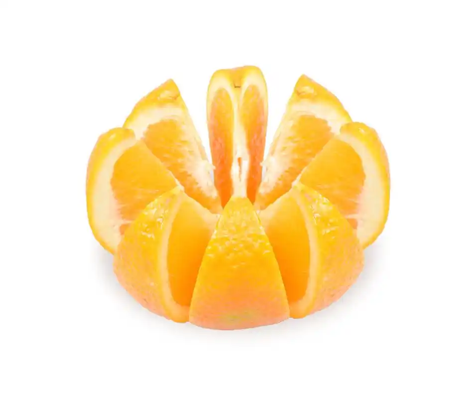 橙子,在白色背景上的切片切的脐橙成熟