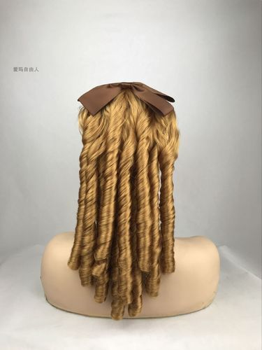 蝴蝶结假发 公主卷假发 冯程程假发黑色插梳 复古民国 罗马立卷发