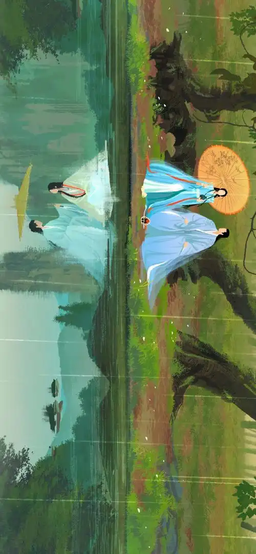 "与凤行古风系列"手机高清插画壁纸  ·图源@呼葱觅蒜/#与凤行