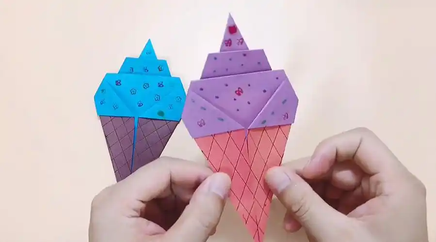 【手部精细运动:冰淇淋折纸92】天气越来越热,好吃的冰淇淋登场