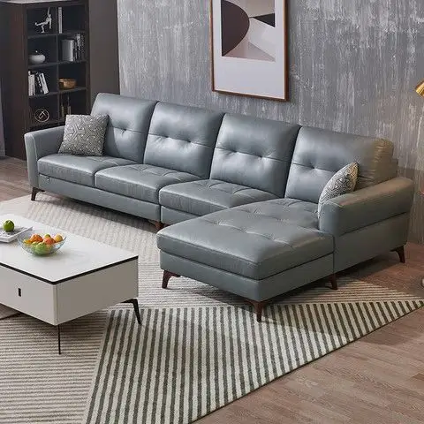 quanu全友102530a真皮沙发组合3转正向浅烟灰