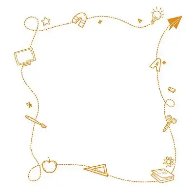 开学季边框文具线条简约现代文艺png素材