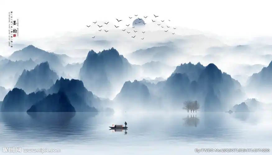 水墨山水设计图__绘画书法_文化艺术_设计图库_昵图网nipic.com