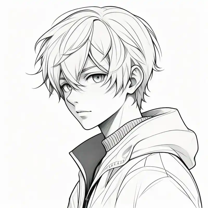 78简单黑白素描男生头像78