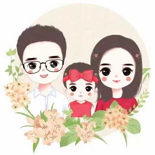 一家三口头像,用手绘头像记录美好瞬间,你喜欢吗?