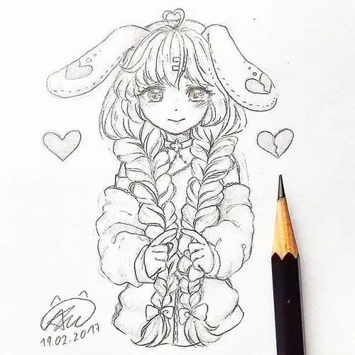 手绘素材动漫人物线稿可爱滴小女孩insalustrations仅作分享练习使用