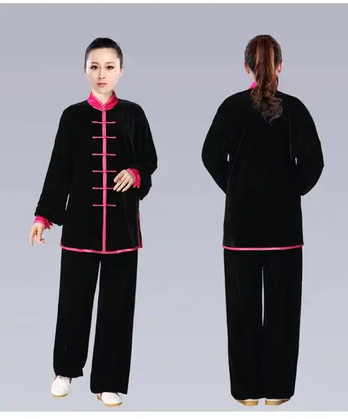 中老年秋冬晨练服棉麻太极服套装冬装加绒加厚金丝绒不倒绒南韩绒练功