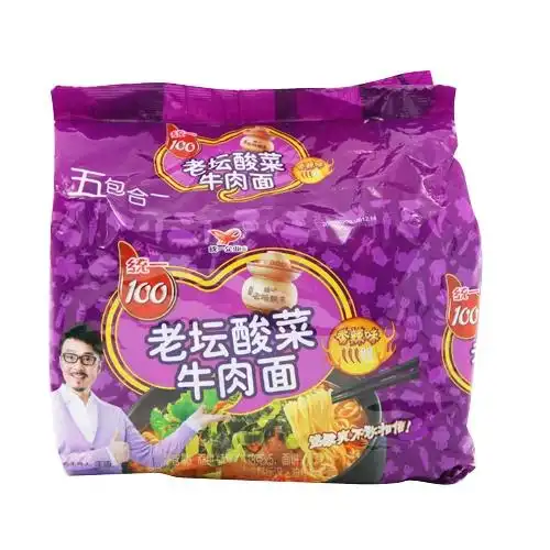 统一100香辣味老坛酸菜牛肉面(五连包 121g*5)