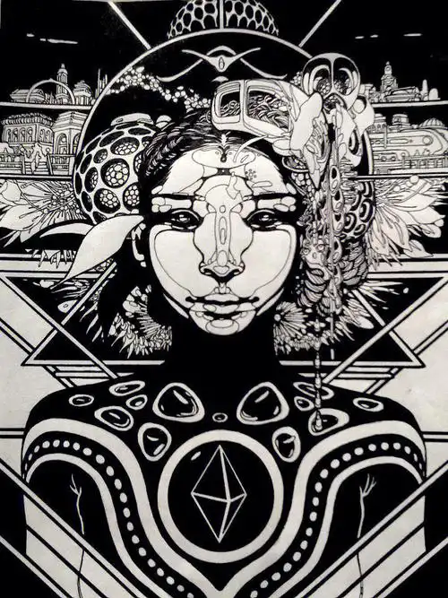 黑白创意手绘表达技巧 :1.线条流畅2.造型简练3.黑白对比4.