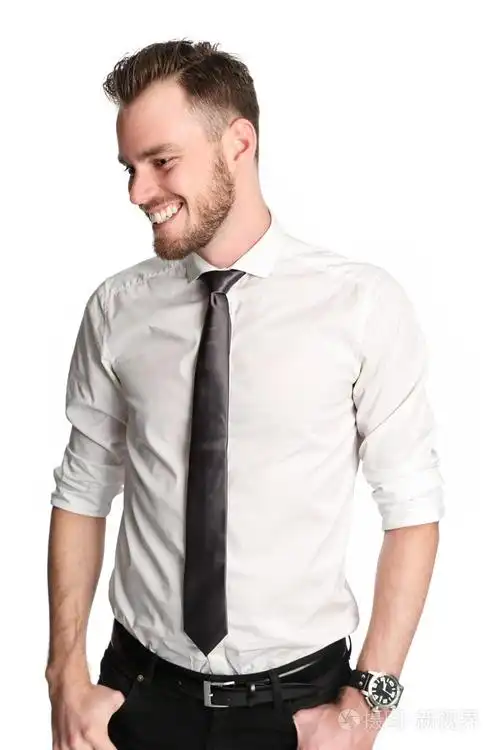 一件白衬衫和领带的吸引力商人