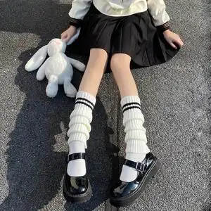 jcpony束胸淘宝日韩系学院风女jk制服袜及膝小腿袜纯棉春夏堆堆袜靴