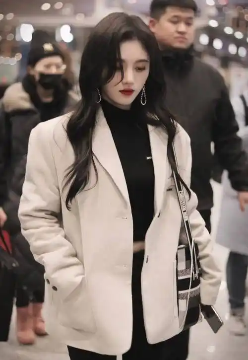 鞠婧祎穿西装也要性感一把露脐内搭大秀a4腰腰围太真实