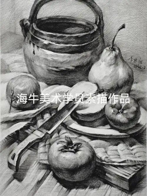 海牛画室中学生素描作品素描是绘画的基础,绘画的骨骼;也是最节制,最