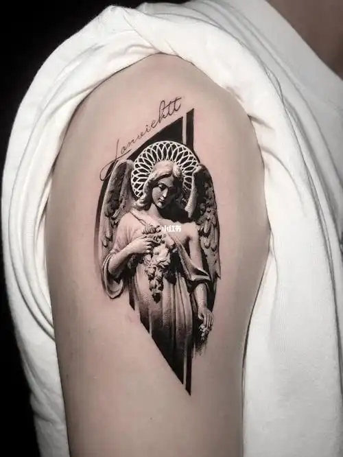 一个天使写实小微雕#深圳纹身  #汕头纹身  #写实纹身  #天使纹身