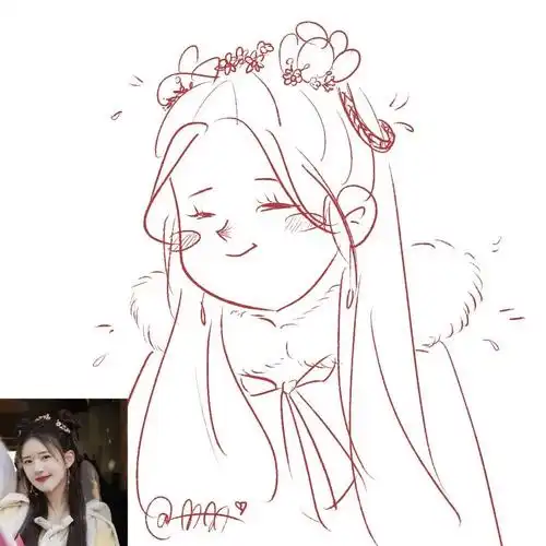 自学手绘第24天好喜欢赵露思这一套造型