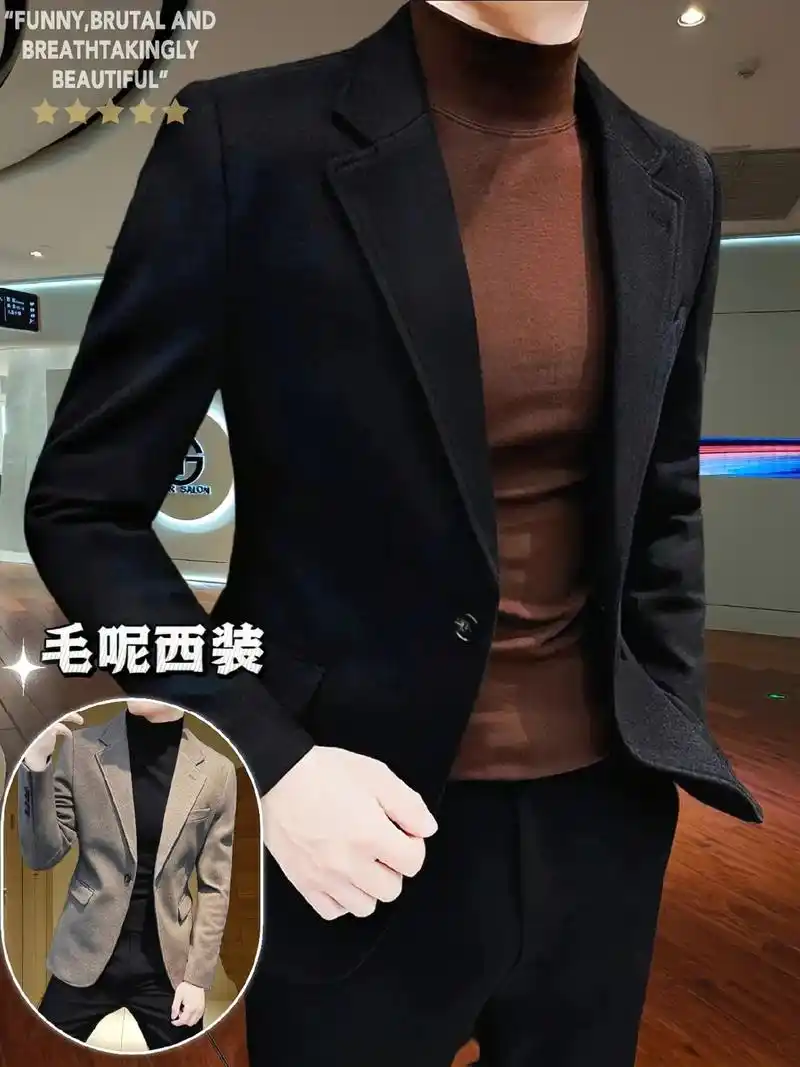 秋冬款毛呢西装外套