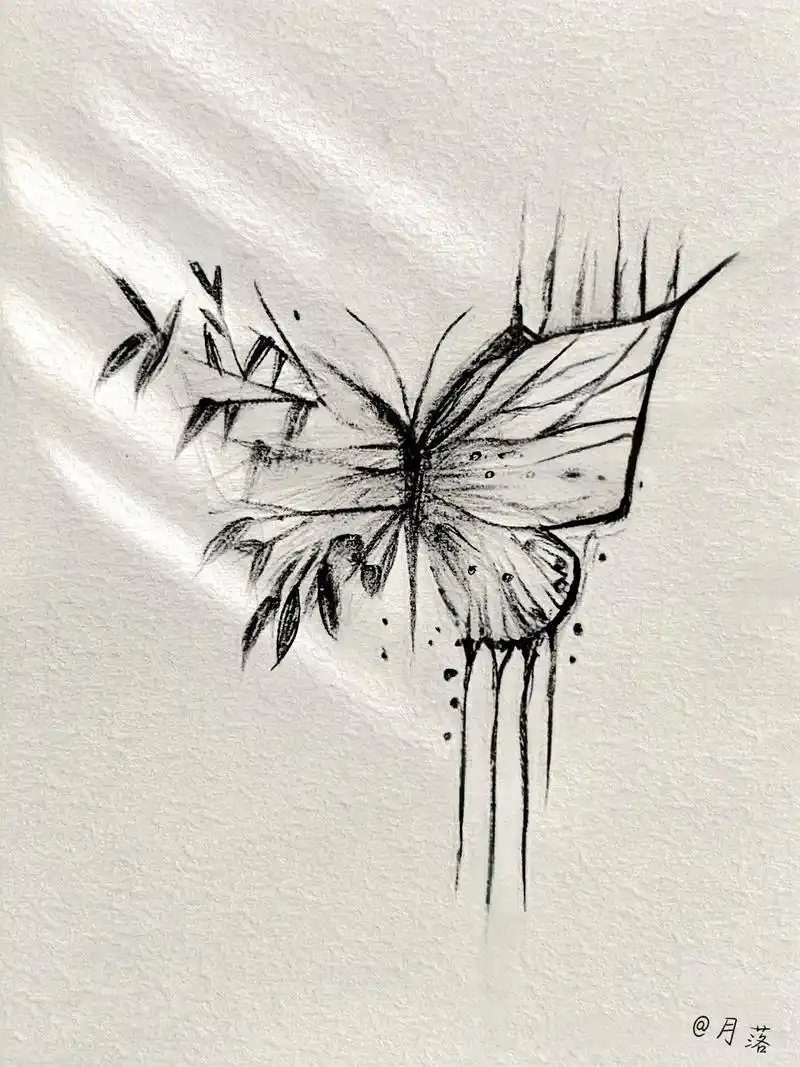 不愿放手 让命运去蹉跎#手绘教程 #临摹 #蝴蝶手绘 @抖音 - 抖音