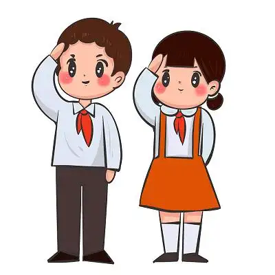 人物插画老师辛苦了教师节插画穿校服敬礼少先队员平面卡通可爱认真