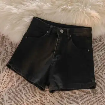 短裤品质真叫好浅蓝色牛仔短裤女夏季韩系修身显瘦辣妹热裤潮黑色m