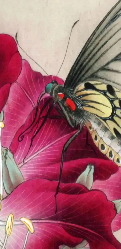 图文教程 | 李晓明工笔画《紫荆花 凤蝶》完整绘制步骤说明!