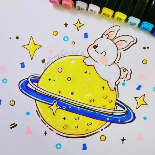 马克笔画星球简笔画可爱