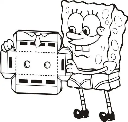 印花矢量图 海洋生物 可爱卡通 黑白色 海绵宝宝 免费素材