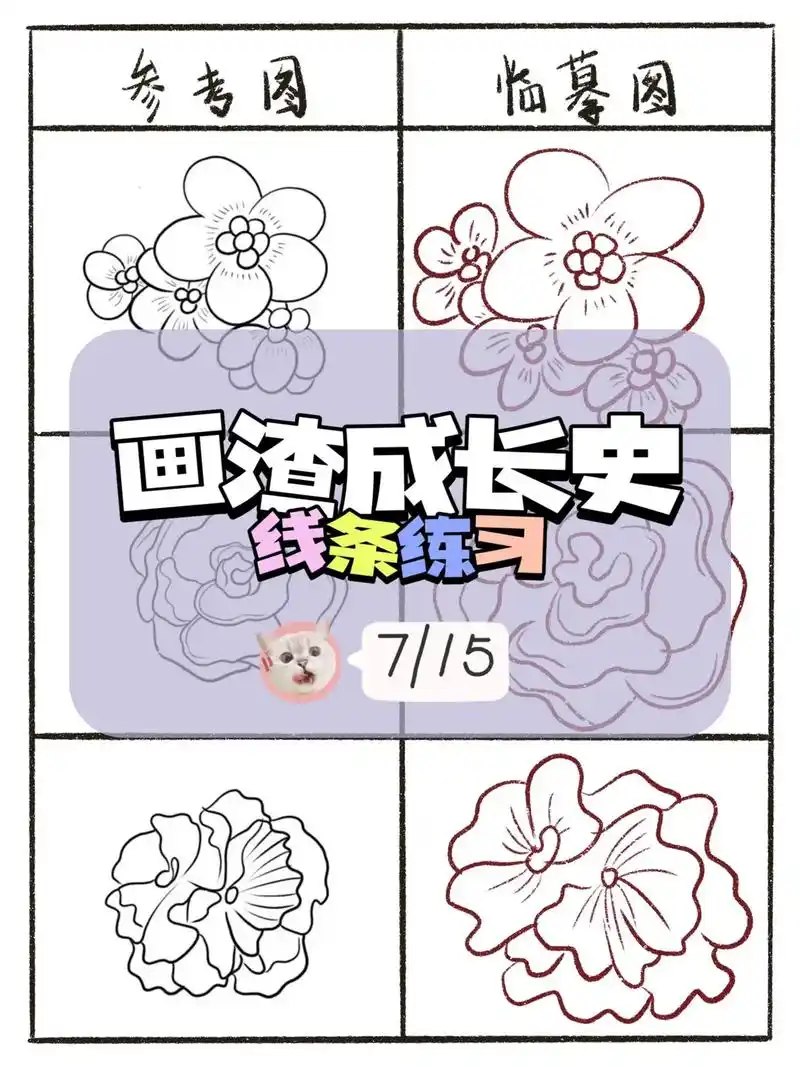 零基础学画画|线条练习7/15.画花吧!老规矩,我素材自取吧 - 抖音
