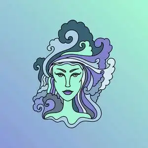 水瓶座星座涂鸦水瓶座女孩肖像.星座.简单矢量图示照片