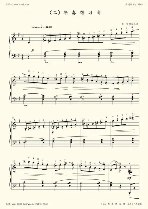 钢琴谱 - 断奏练习曲 考级