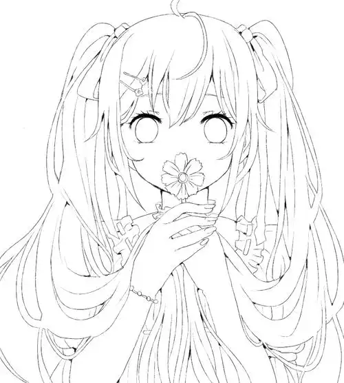 黑白线稿初音殿下临摹线稿