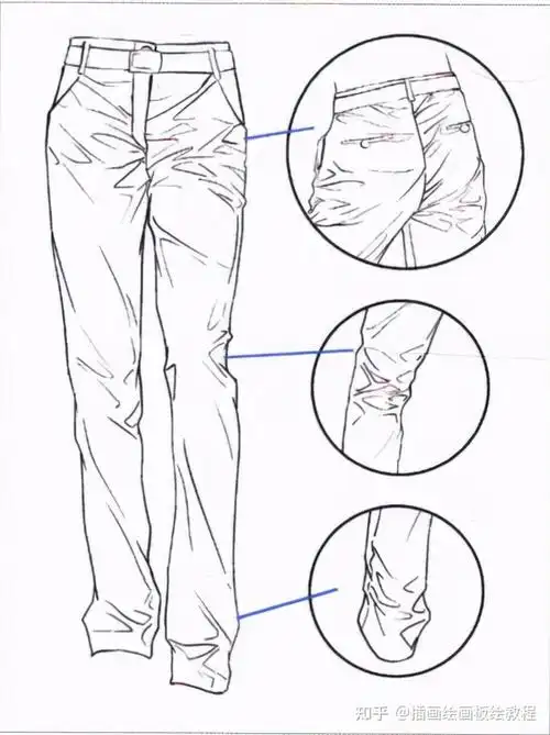 绘画教程裤子褶皱怎么画教你不同材质裤子的画法教程