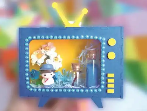 儿童手工制作创意diy水彩涂色涂鸦木质发光电视机益智玩具材料包